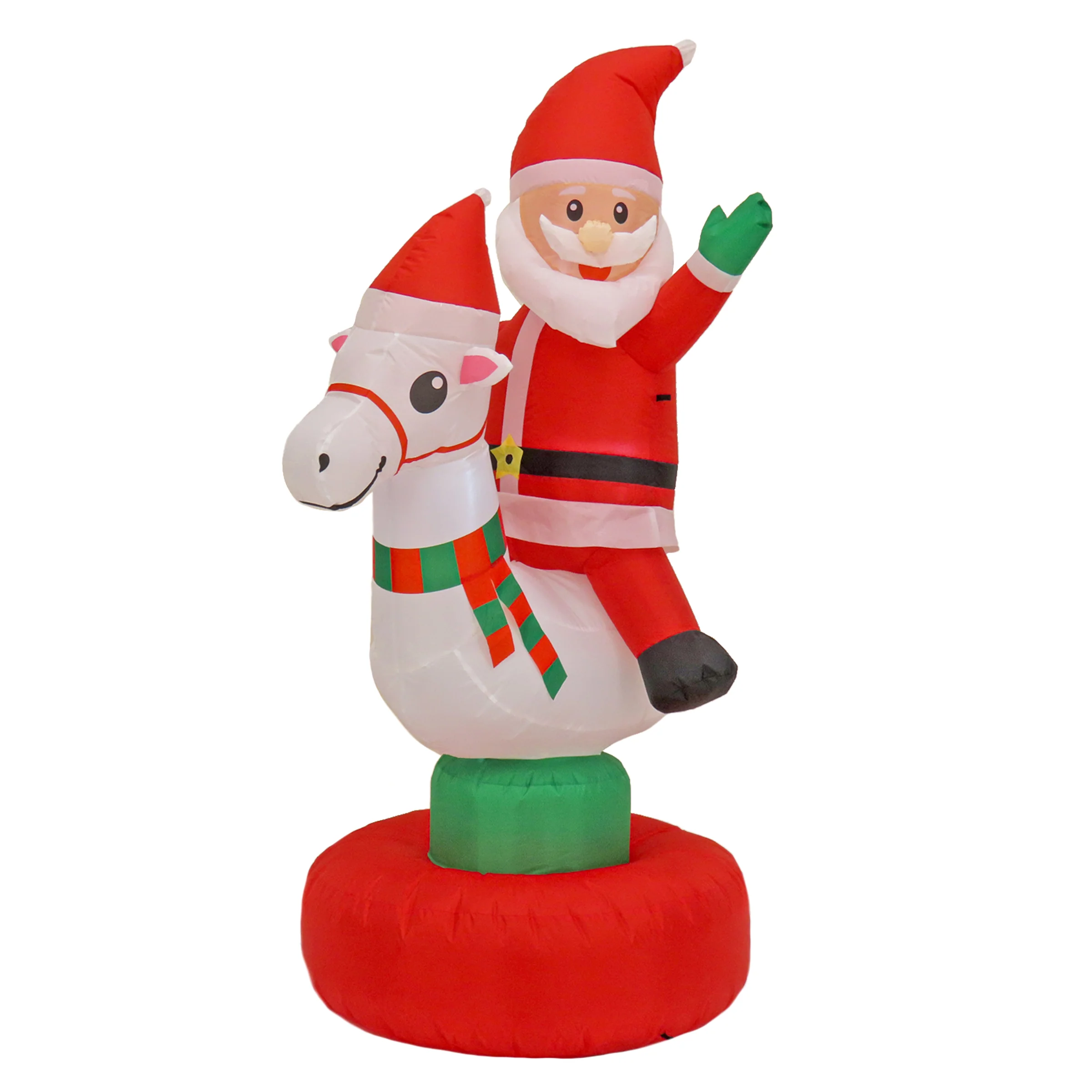 First Traditions 6' Red Inflatable Blow Up Santa on Horse