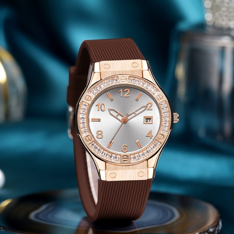 Diamond calendar silicone women's quartz watch high-looking niche silicone watch