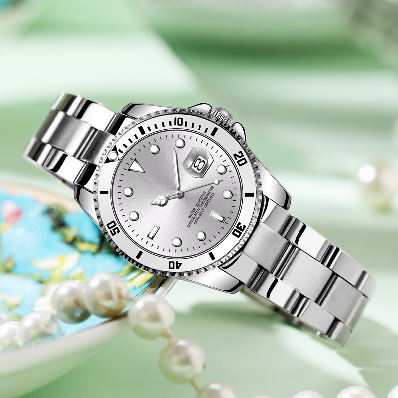 Luminous calendar ladies waterproof steel band quartz watch