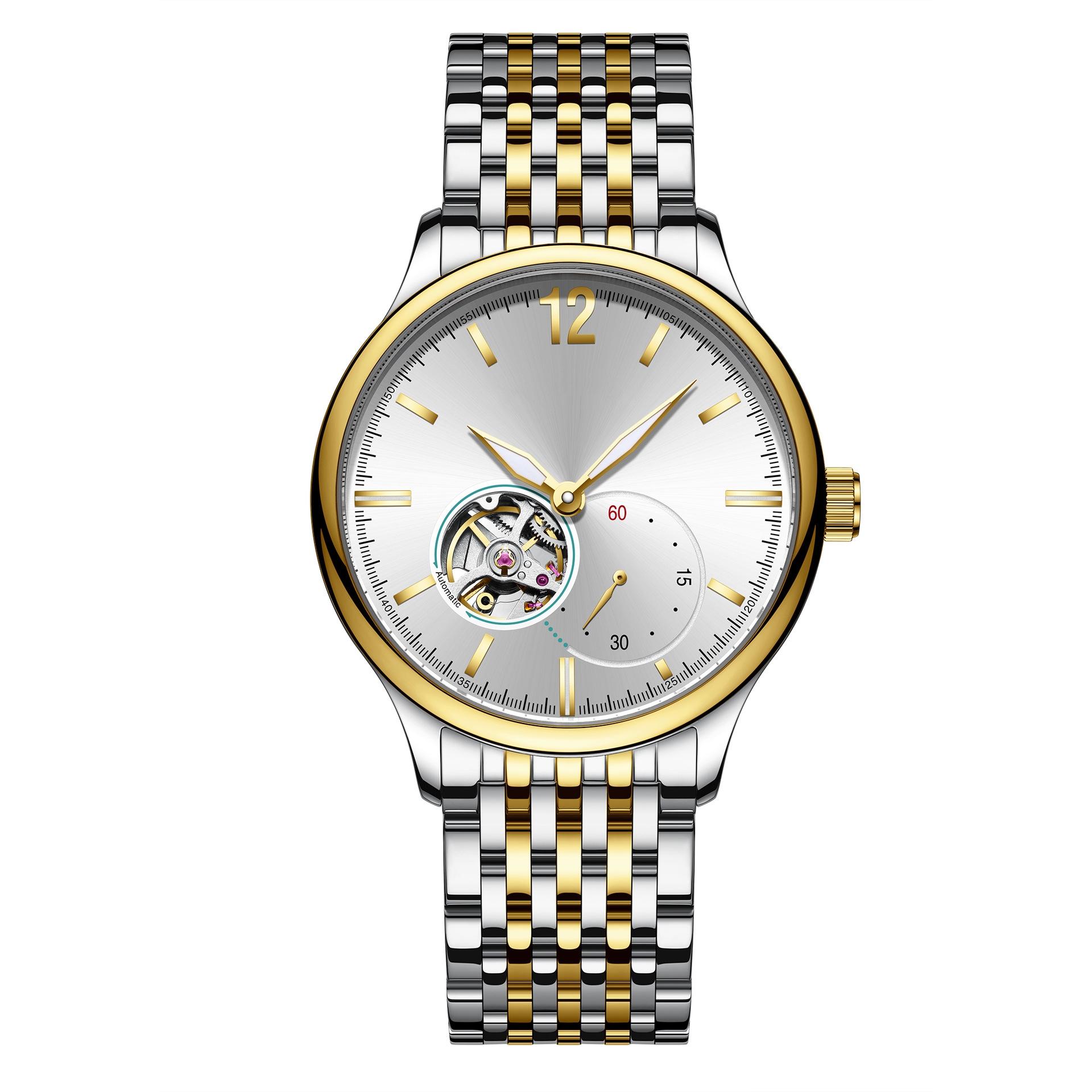 Men's watch fashion functional small seconds dial fully automatic hollow mechanical watch waterproof luminous stainless steel watch