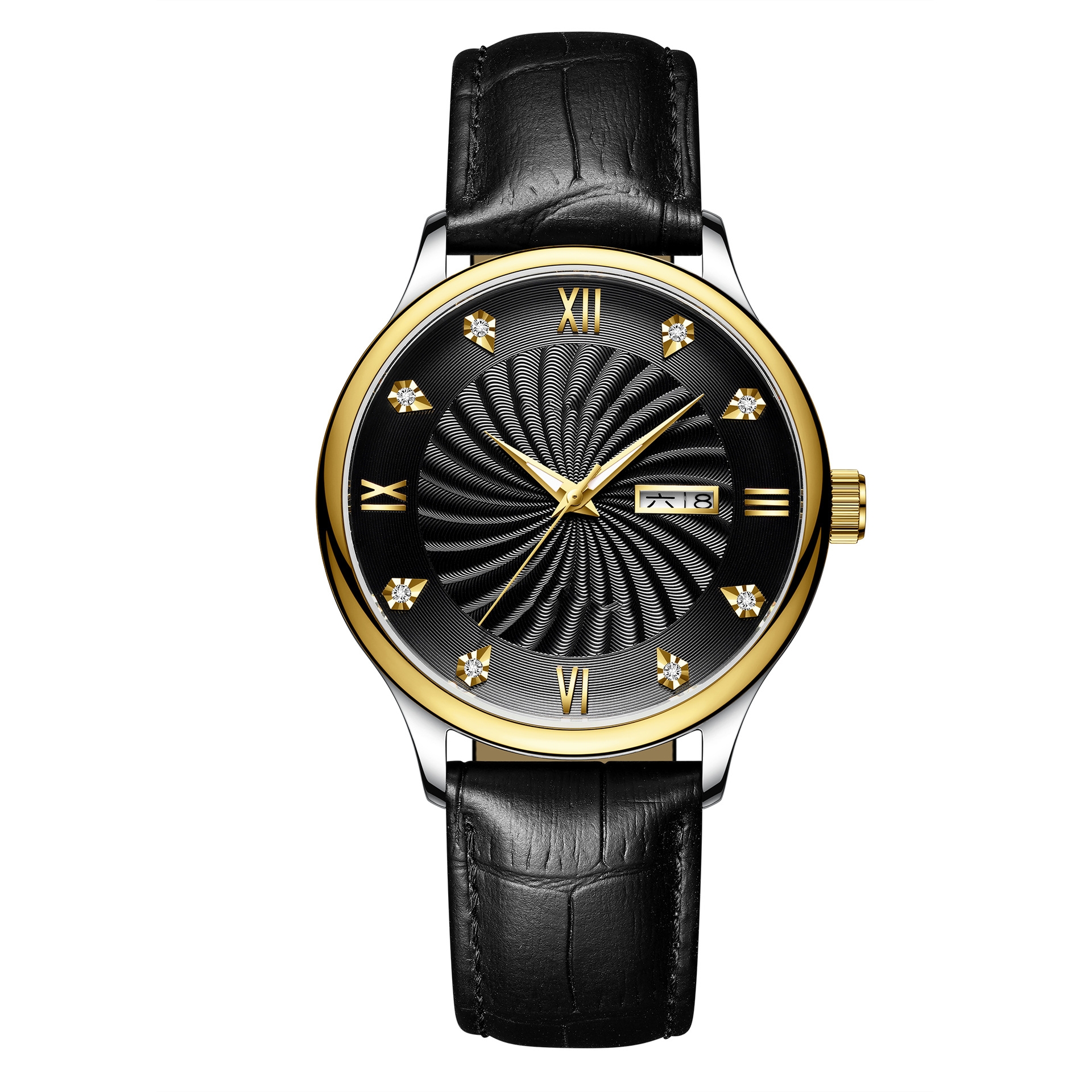 Dual calendar fully automatic mechanical waterproof butterfly buckle fashionable Roman scale watch