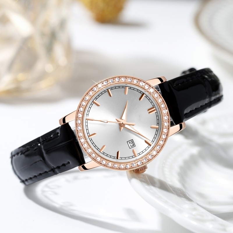 Full diamond light luxury ladies fashion calendar luminous waterproof belt quartz watch