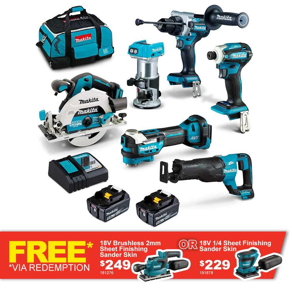 MAKITA18VBrushless6Piece2x5.0AhComboKitDLX6120TX1