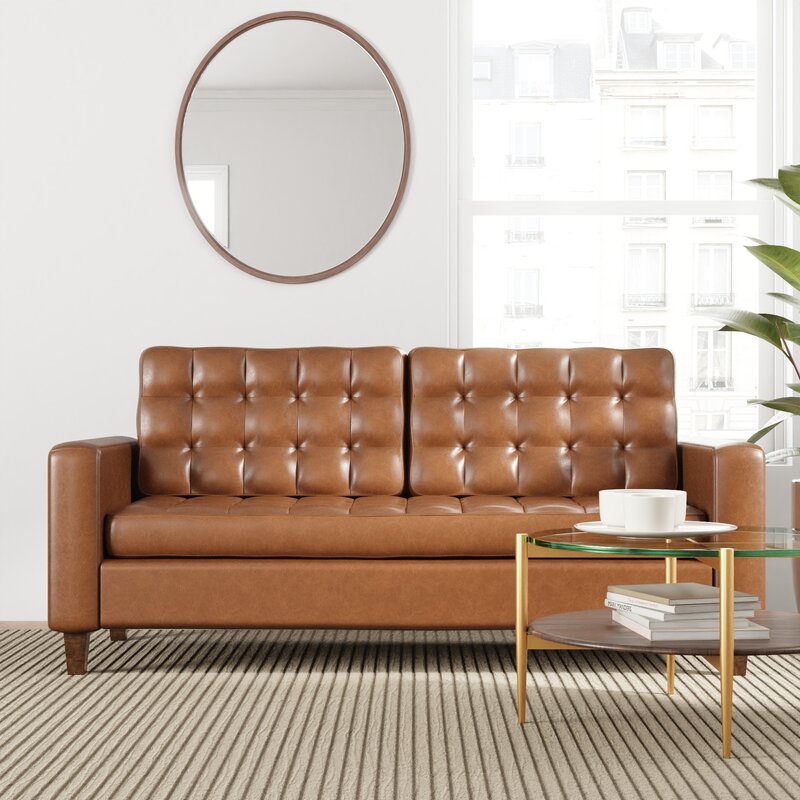 Milton76”VeganLeatherSquareArmSofa