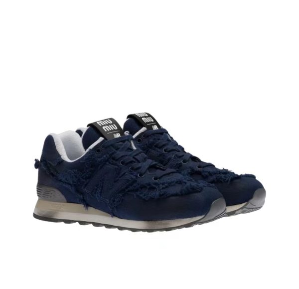 New Balance x MIU MIU NB 574 comfortable daily low cut casual shoes for women blue
