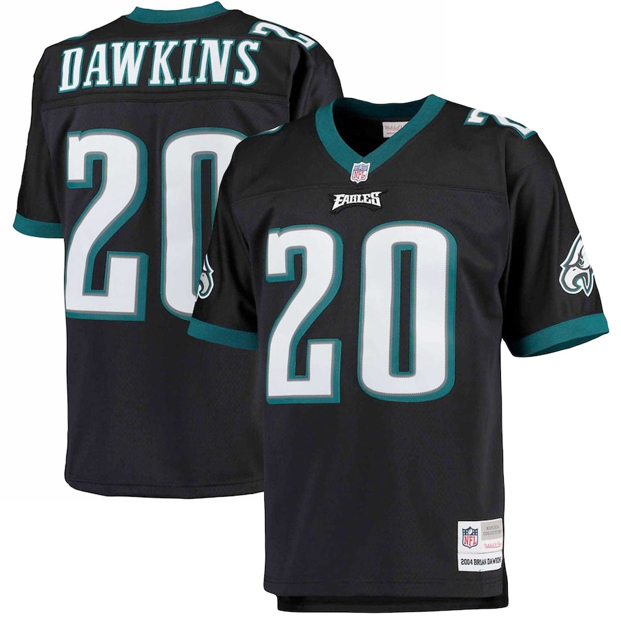 Men’s Philadelphia Eagles Brian Dawkins Mitchell & Ness Black Big & Tall 2004 Retired Player Replica Jersey