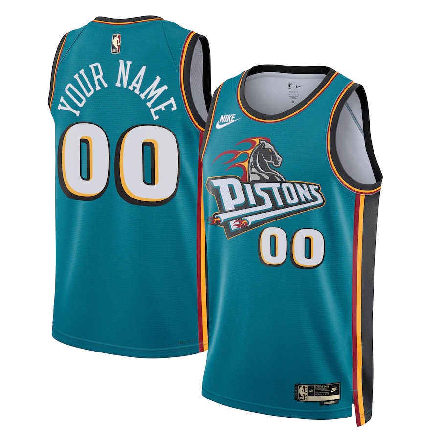 Custom Detroit Pistons Teal 2022-23 Custom Swingman Jersey - Classic Edition