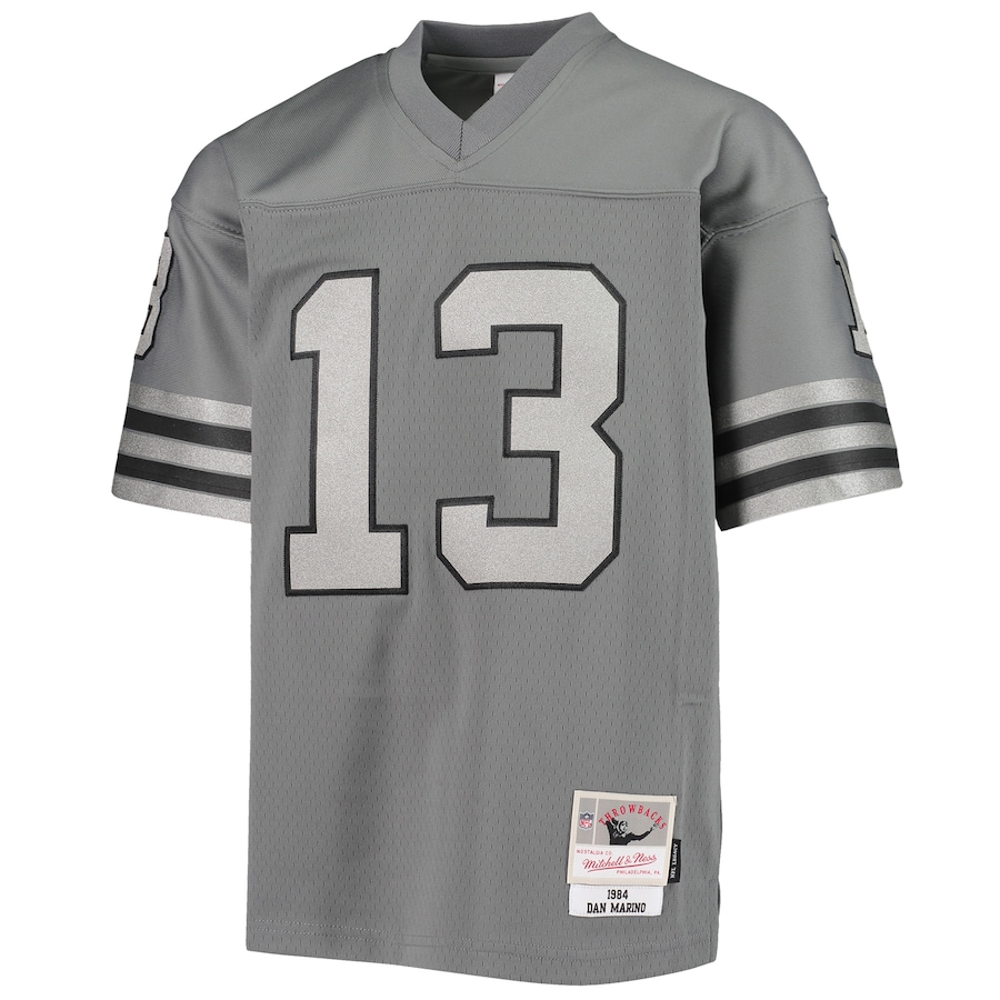 Youth Miami Dolphins Dan Marino Mitchell & Ness Charcoal 1984 Retired Player Metal Replica Jersey