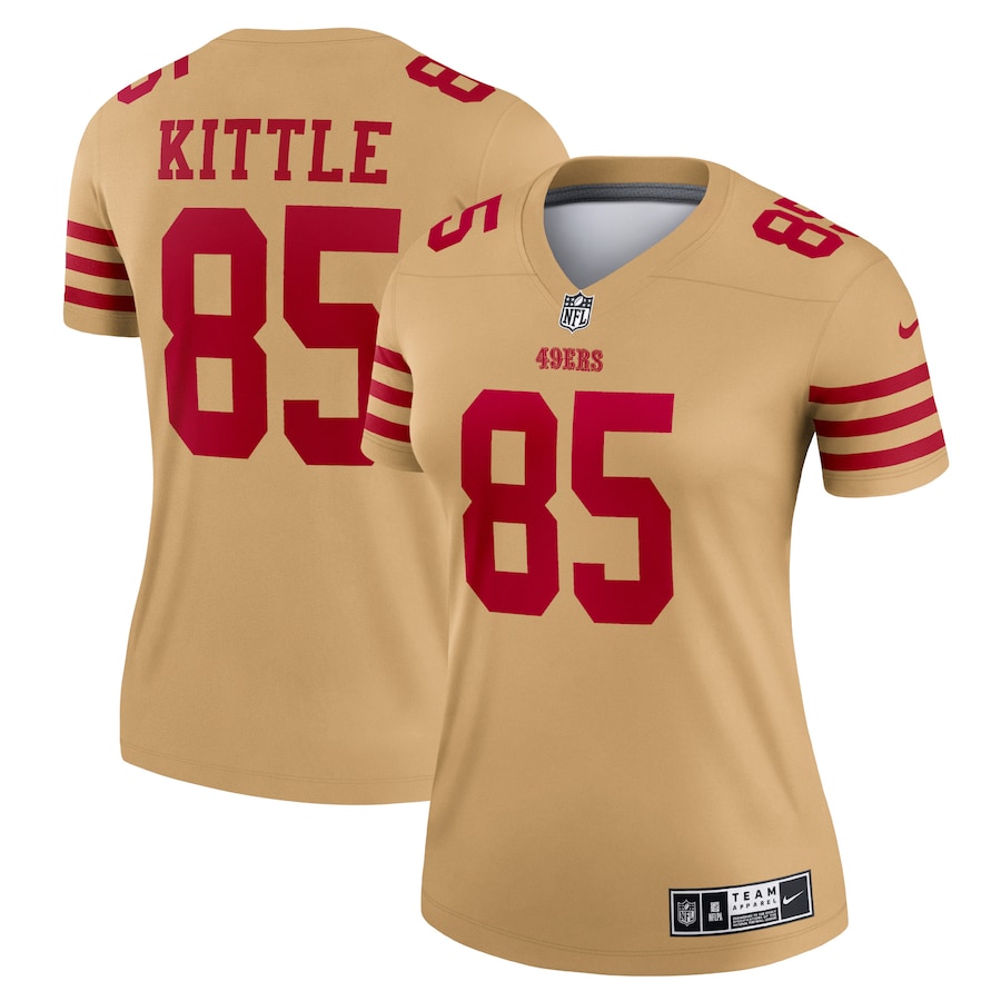 Women’s San Francisco 49ers George Kittle Nike Gold Team Inverted Legend Jersey