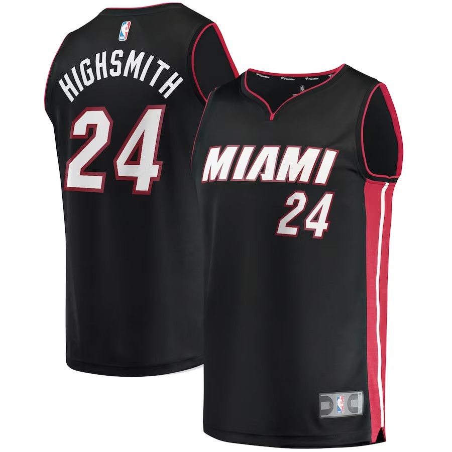Men's Miami Heat Haywood Highsmith Fanatics Branded Black 2021/22 Fast Break Replica Jersey - Icon Edition
