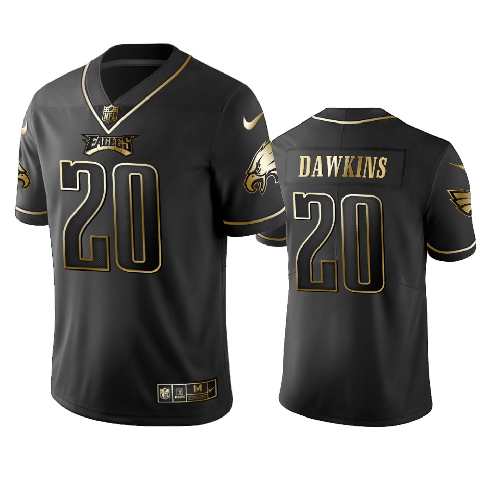 Men Philadelphia Eagles Brian Dawkins Black Golden Vapor Limited Jersey