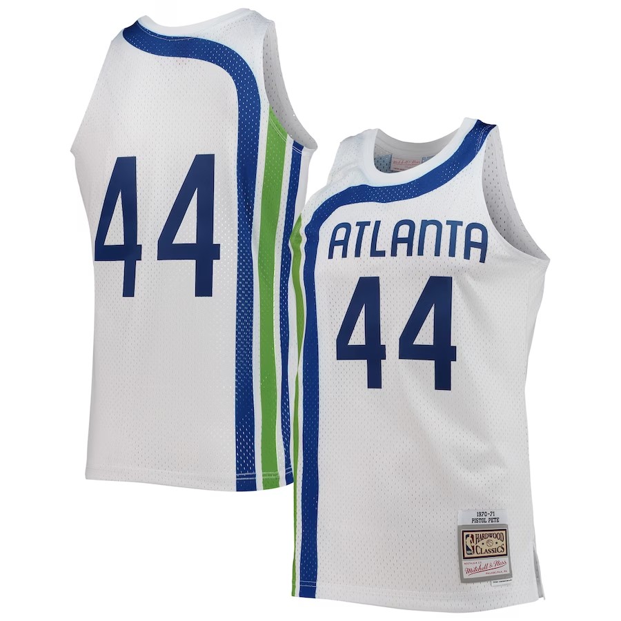 Men's Atlanta Hawks Pete Maravich Mitchell & Ness White 1970-71 Hardwood Classics Swingman Jersey