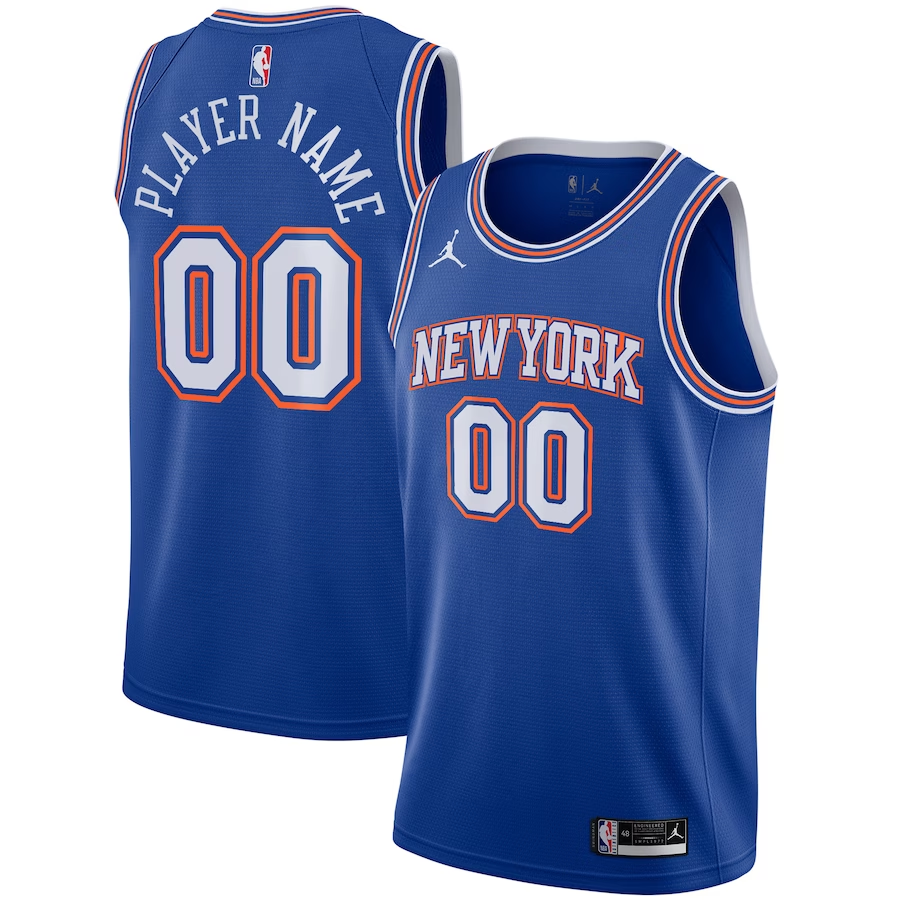 Men's New York Knicks Blue Swingman Custom Jersey - Statement Edition
