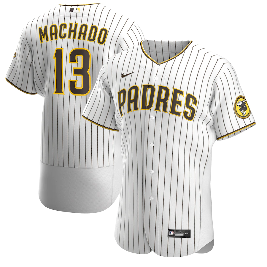 Men's San Diego Padres 13 Manny Machado White Home Authentic Player Jersey