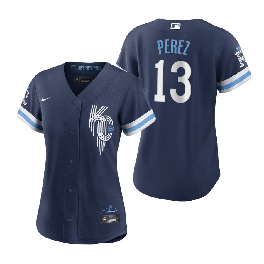 Women's Kansas City Royals Salvador Perez Navy 2022 City Connect Game Jersey