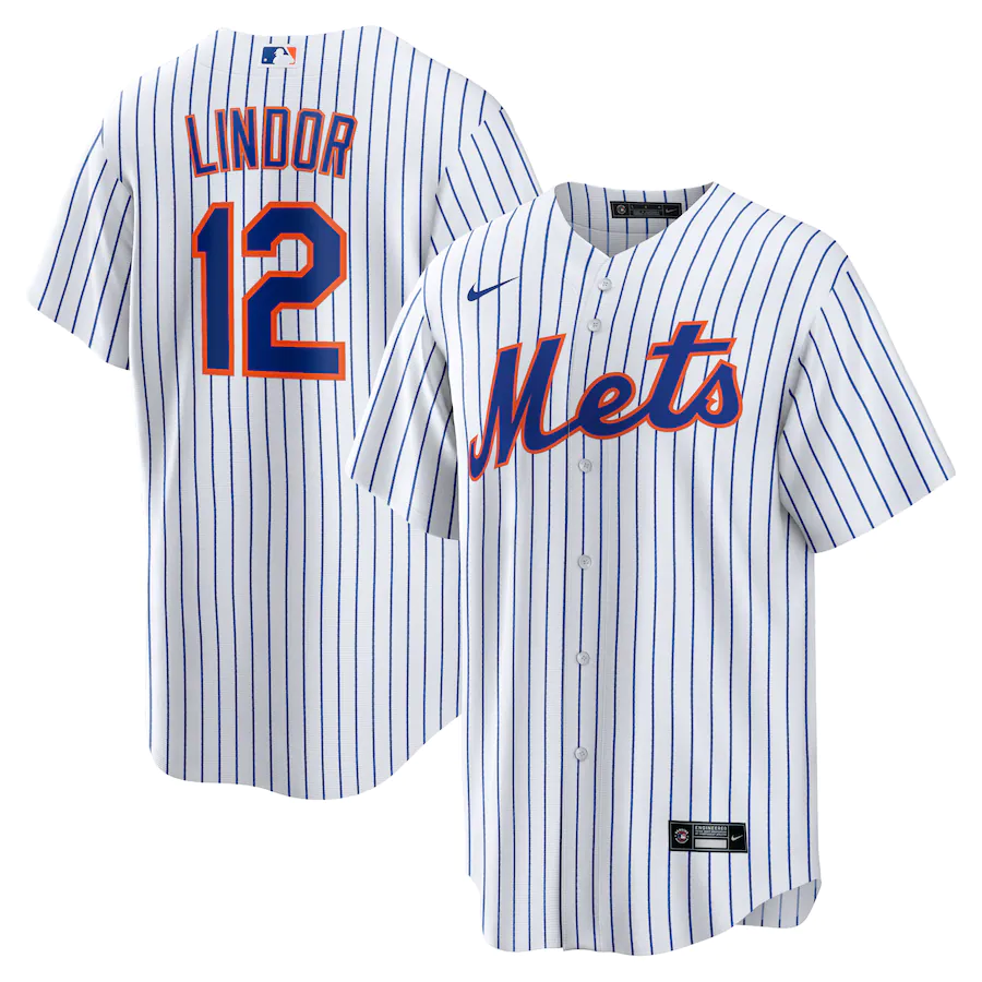Men's New York Mets 12 Francisco Lindor White Home Replica Player Jersey