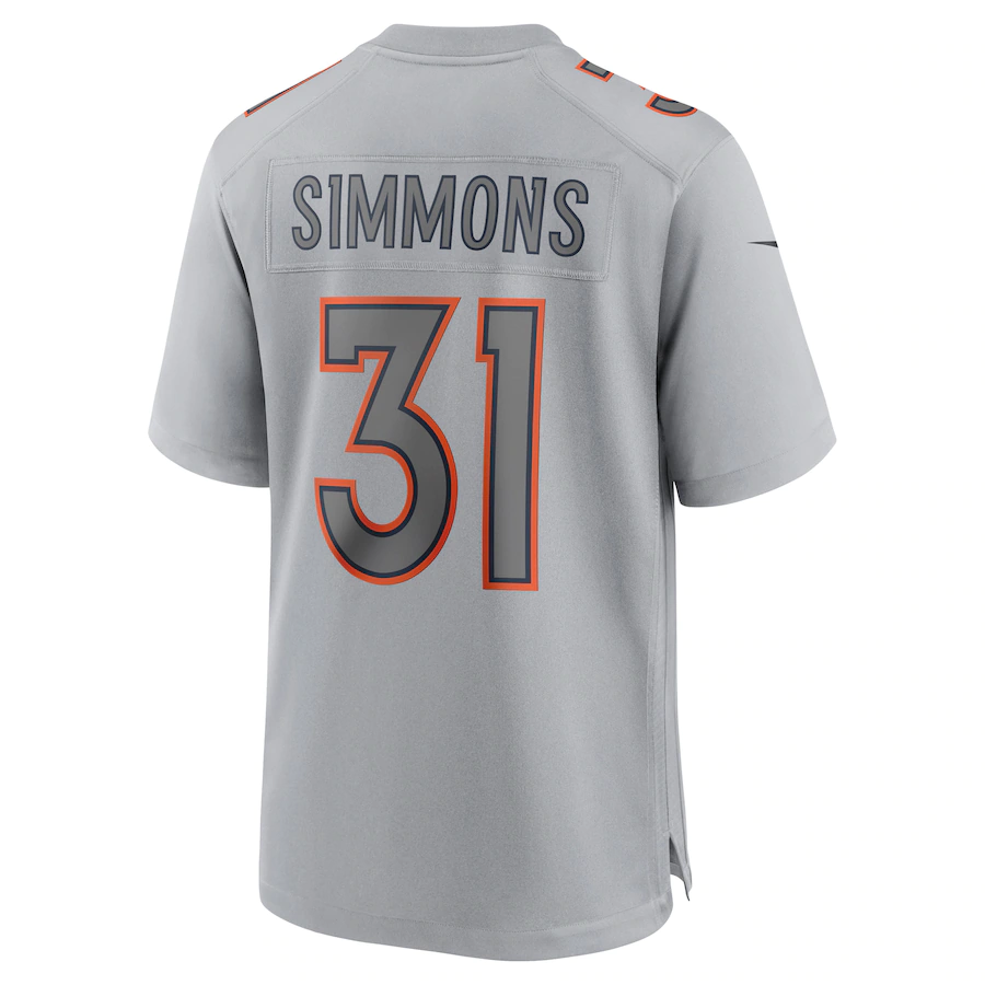 Denver Broncos Justin Simmons Gray Atmosphere Fashion Stitched Jersey