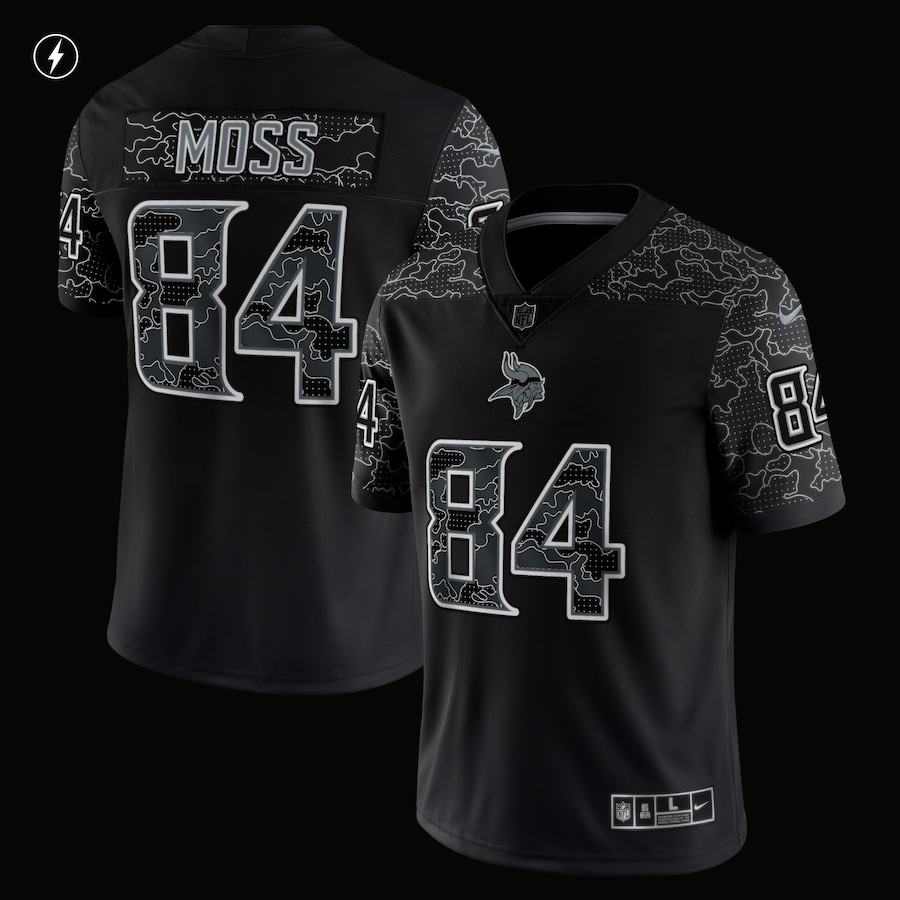 Men’s Minnesota Vikings Randy Moss Nike Black Retired Player RFLCTV Limited Jersey