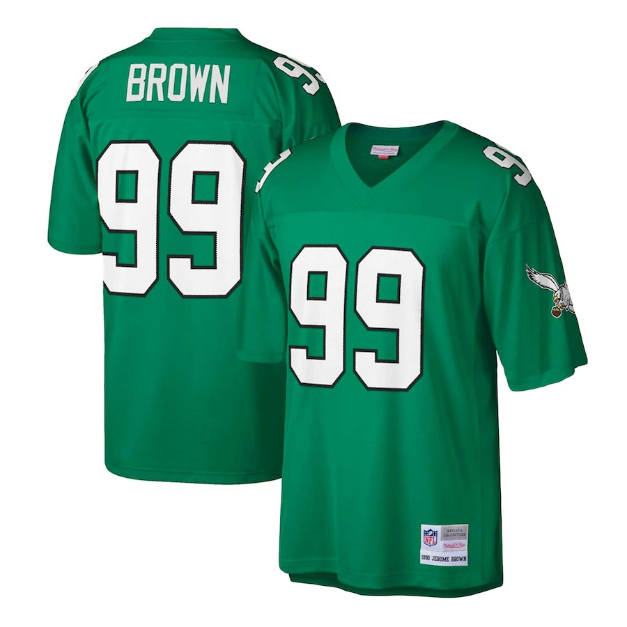 Men’s Philadelphia Eagles Jerome Brown Mitchell & Ness Kelly Green Big & Tall 1990 Retired Player Replica Jersey