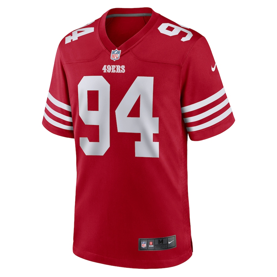 Men’s San Francisco 49ers Charles Omenihu Nike Scarlet Game Player Jersey