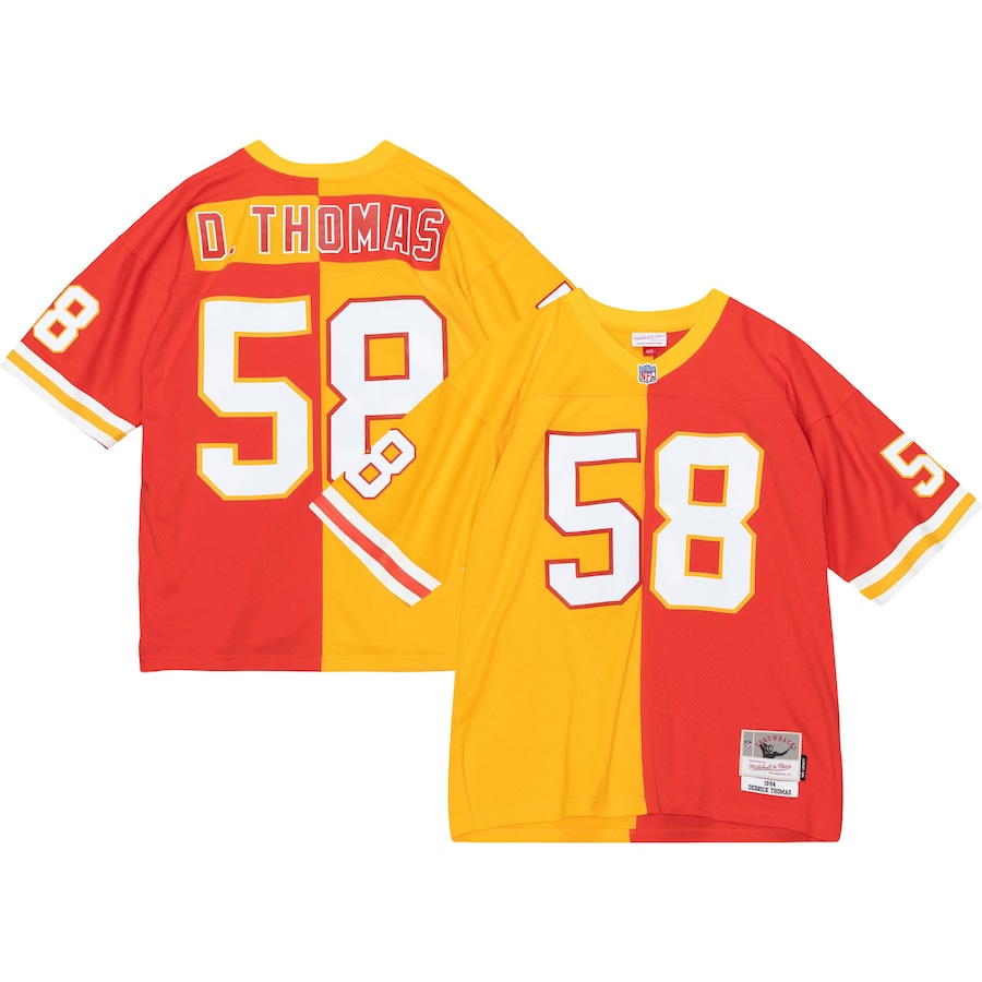 Men's Kansas City Chiefs Derrick Thomas Mitchell & Ness Red/Gold 1994 Split Legacy Replica Jersey