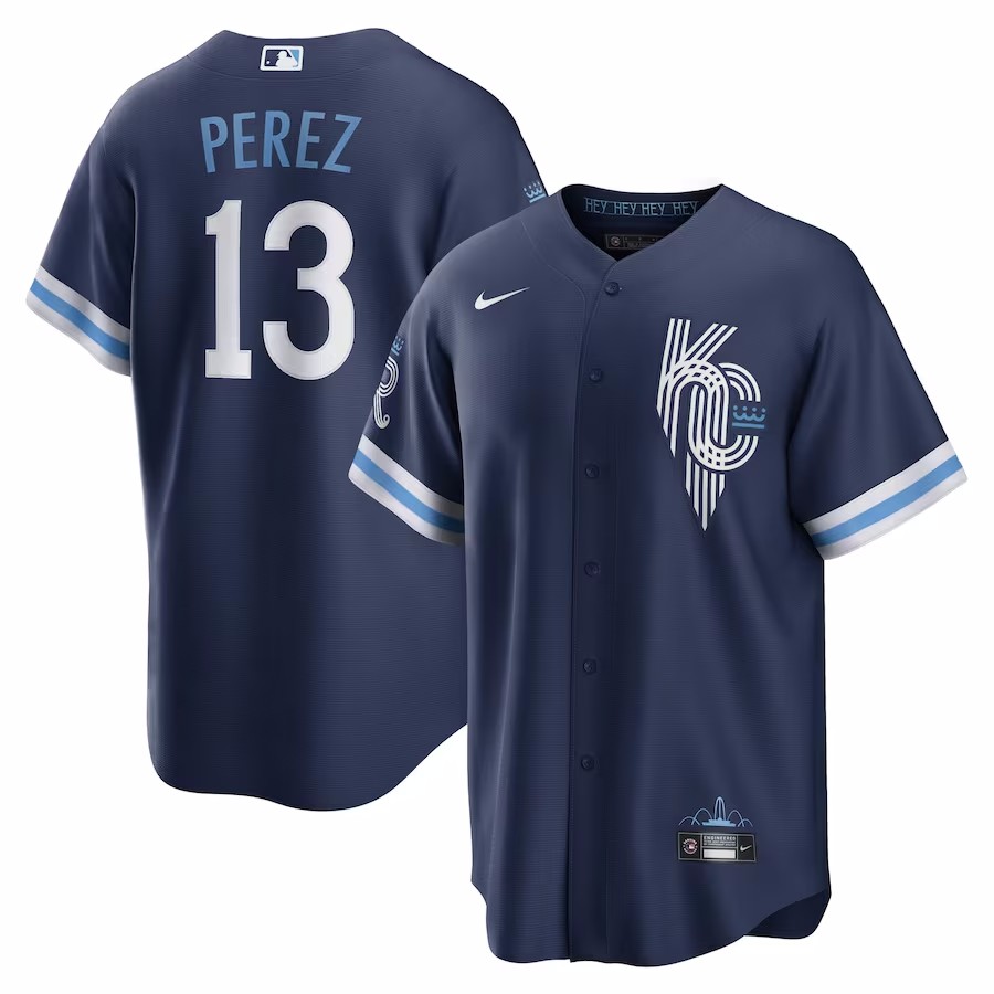 Men's Kansas City Royals Salvador Perez Navy 2022 City Connect Replica Player Jersey