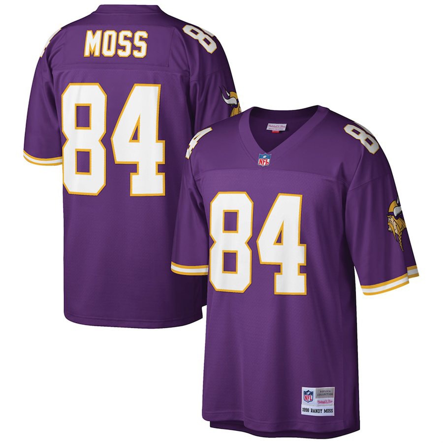 Men’s Minnesota Vikings Randy Moss Mitchell & Ness Purple Big & Tall 1998 Retired Player Replica Jersey