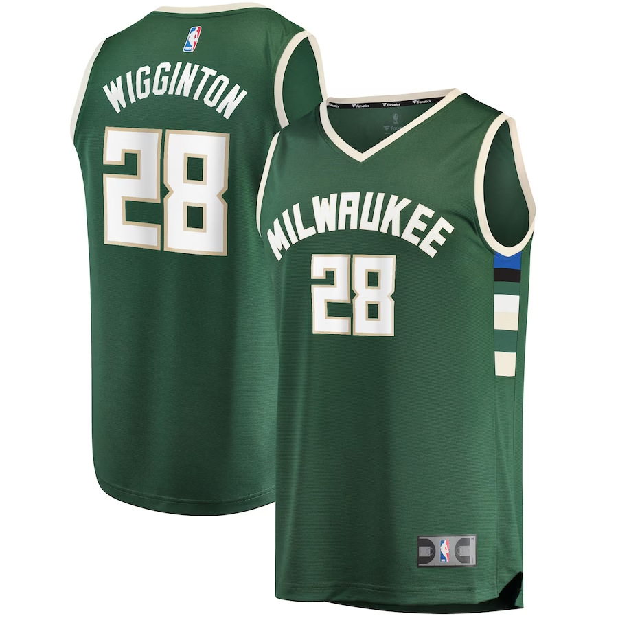 Men's Milwaukee Bucks Lindell Wigginton Green 2021/22 Fast Break Replica Jersey - Icon Edition