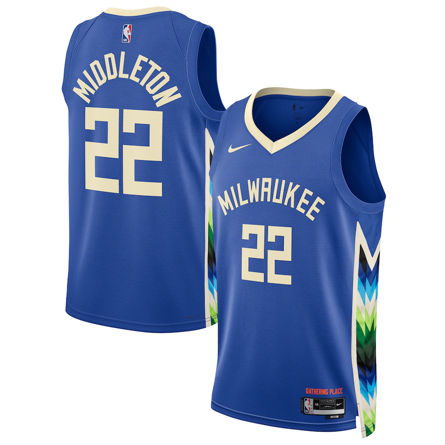 Men's Milwaukee Bucks Khris Middleton Royal 2022-23 Swingman Jersey - City Edition