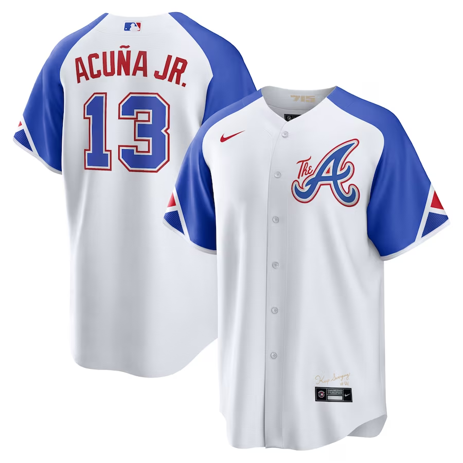 Men's Atlanta Braves Ronald Acuña Jr. White 2023 City Connect Replica Player Jersey