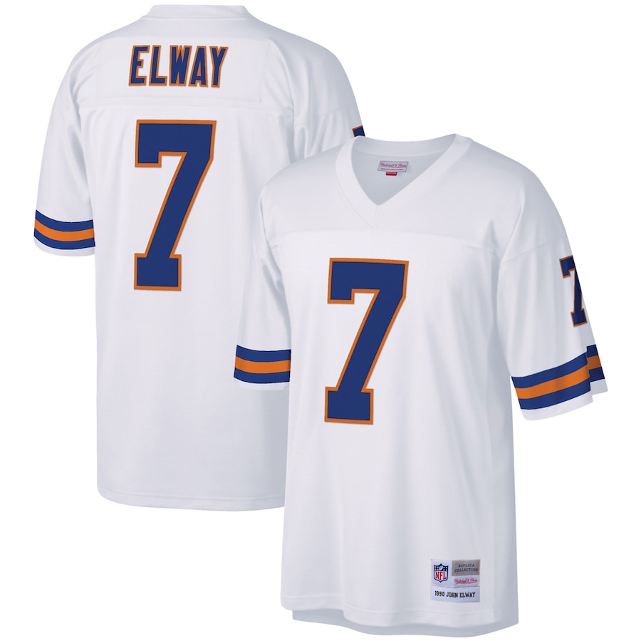 Men’s Denver Broncos John Elway Mitchell & Ness White Legacy Replica Jersey