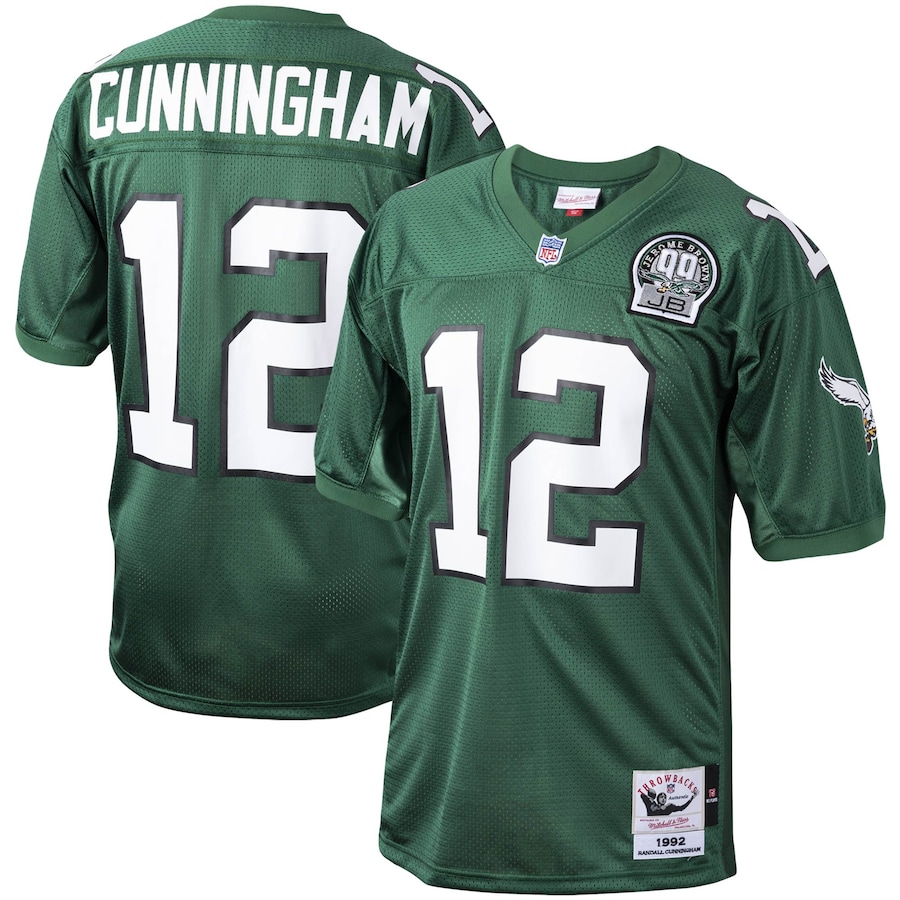 Men’s Philadelphia Eagles Randall Cunningham Mitchell & Ness Kelly Green 1992 Authentic Throwback Retired Player Jersey