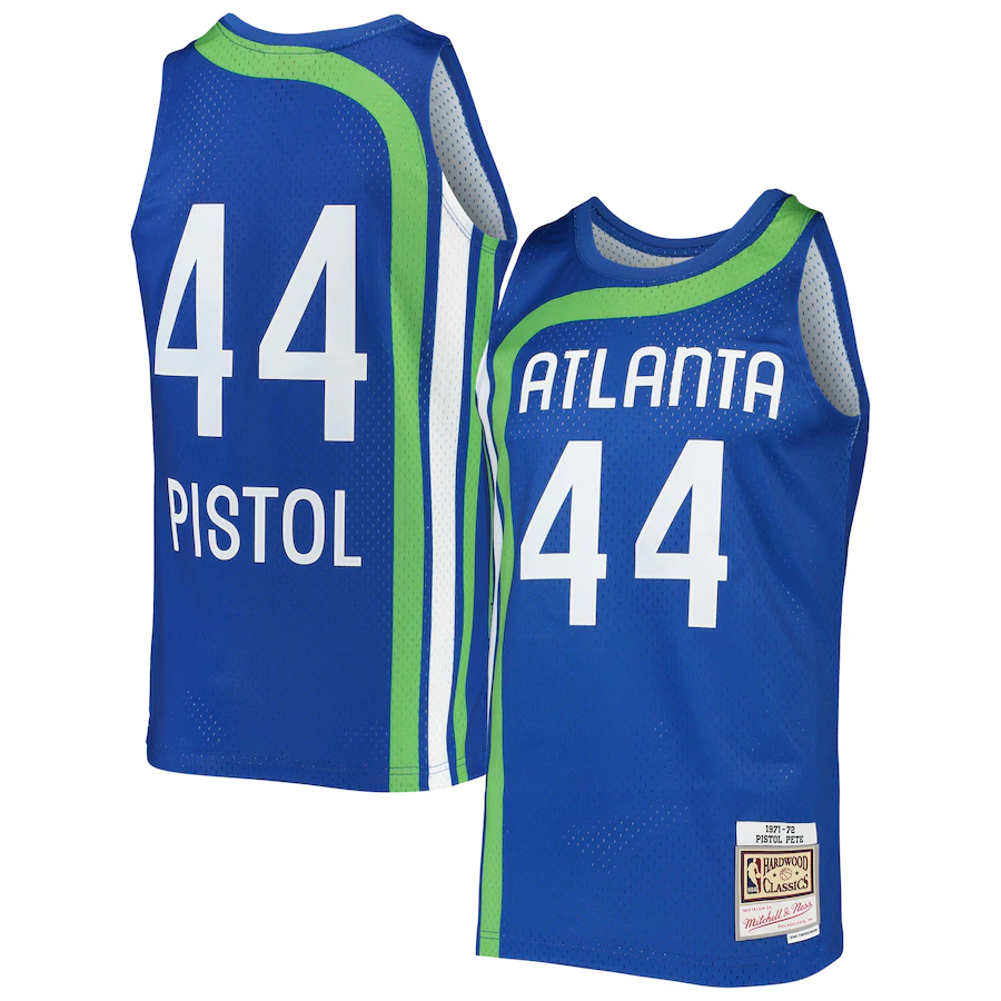 Men's Atlanta Hawks Pete Maravich Blue 1971-72 Hardwood Classics Swingman Jersey