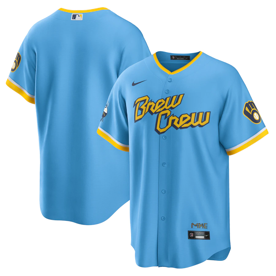 Men's Milwaukee Brewers Powder Blue 2022 City Connect Replica Team Jersey