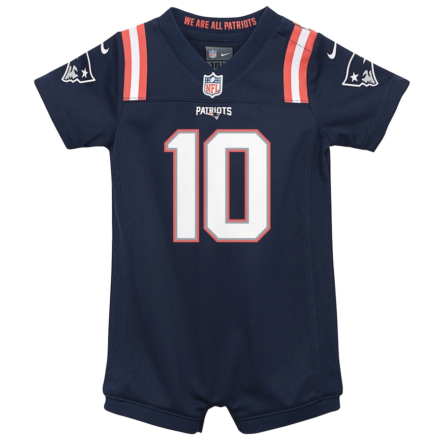Newborn & Infant New England Patriots Mac Jones Nike Navy Game Romper Jersey