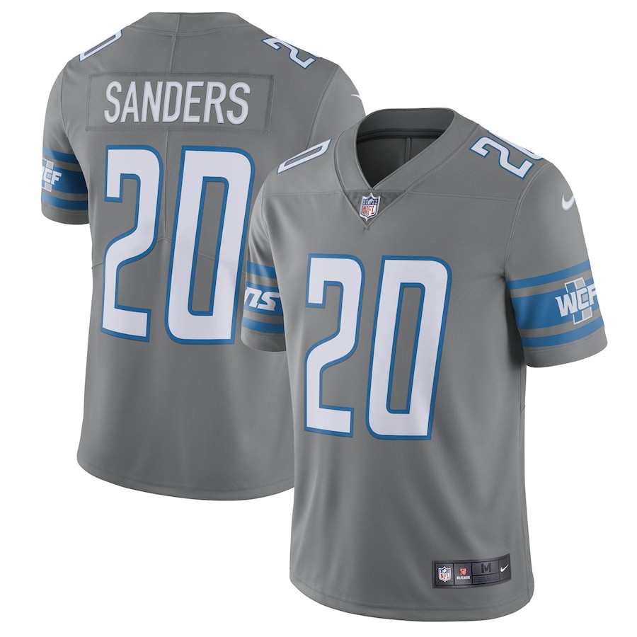 Men’s Detroit Lions Barry Sanders Nike Silver Retired Player Vapor Limited Jersey