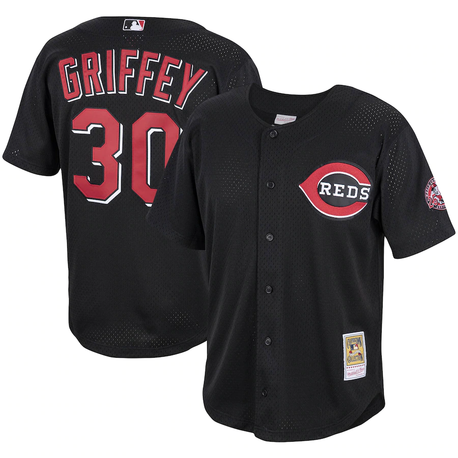 Men's Cincinnati Reds Ken Griffey Jr. Black Cooperstown Collection Batting Practice Jersey