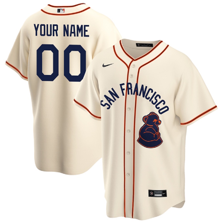 Custom men's San Francisco Giants Sea Lions Throwback 1946 Home Cream Jersey
