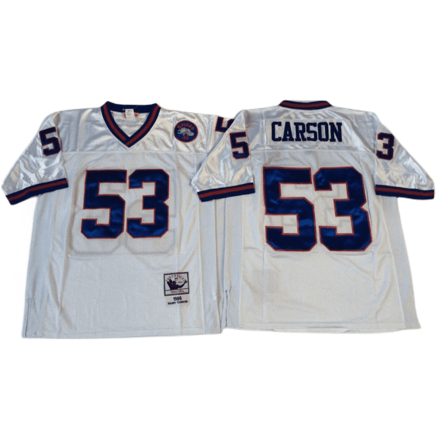 Men's New York Giants Harry Carson Mitchell & Ness White 1986 Throwback Jersey