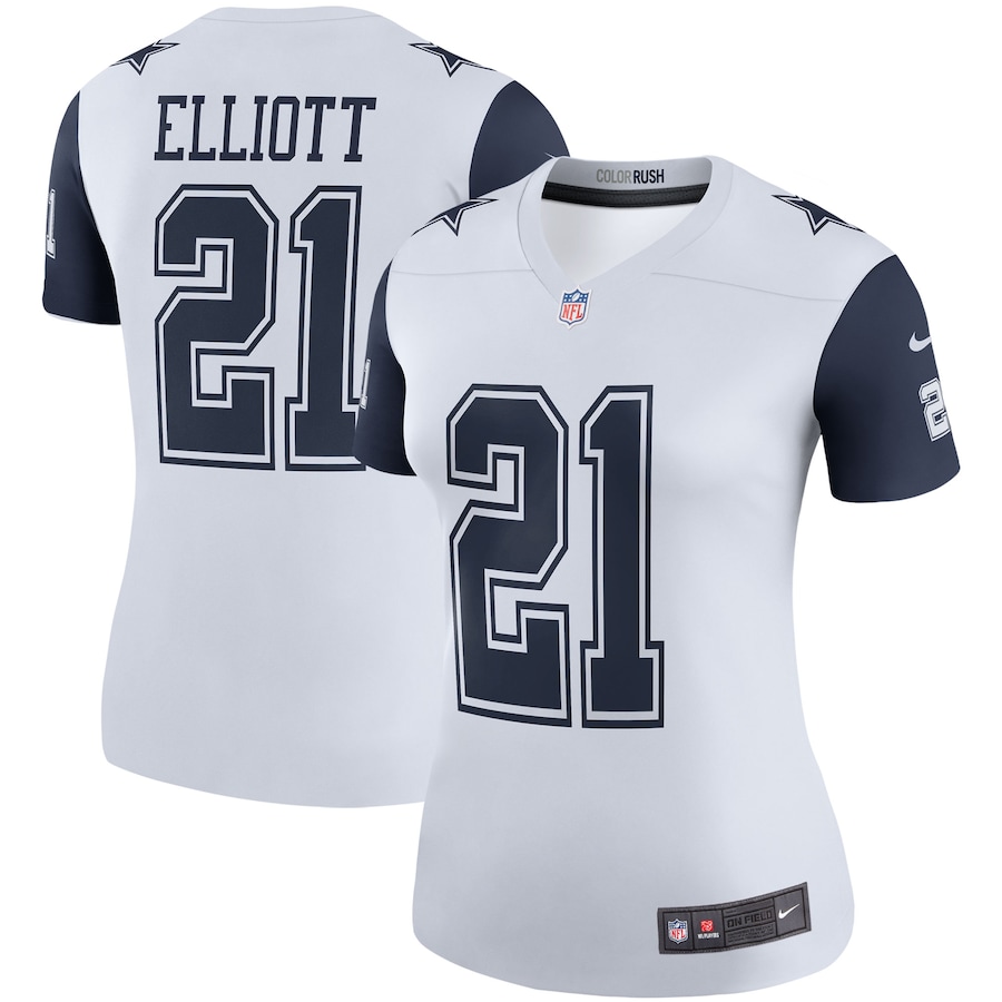 Women’s Dallas Cowboys Ezekiel Elliott Nike White Color Rush Legend Player Jersey