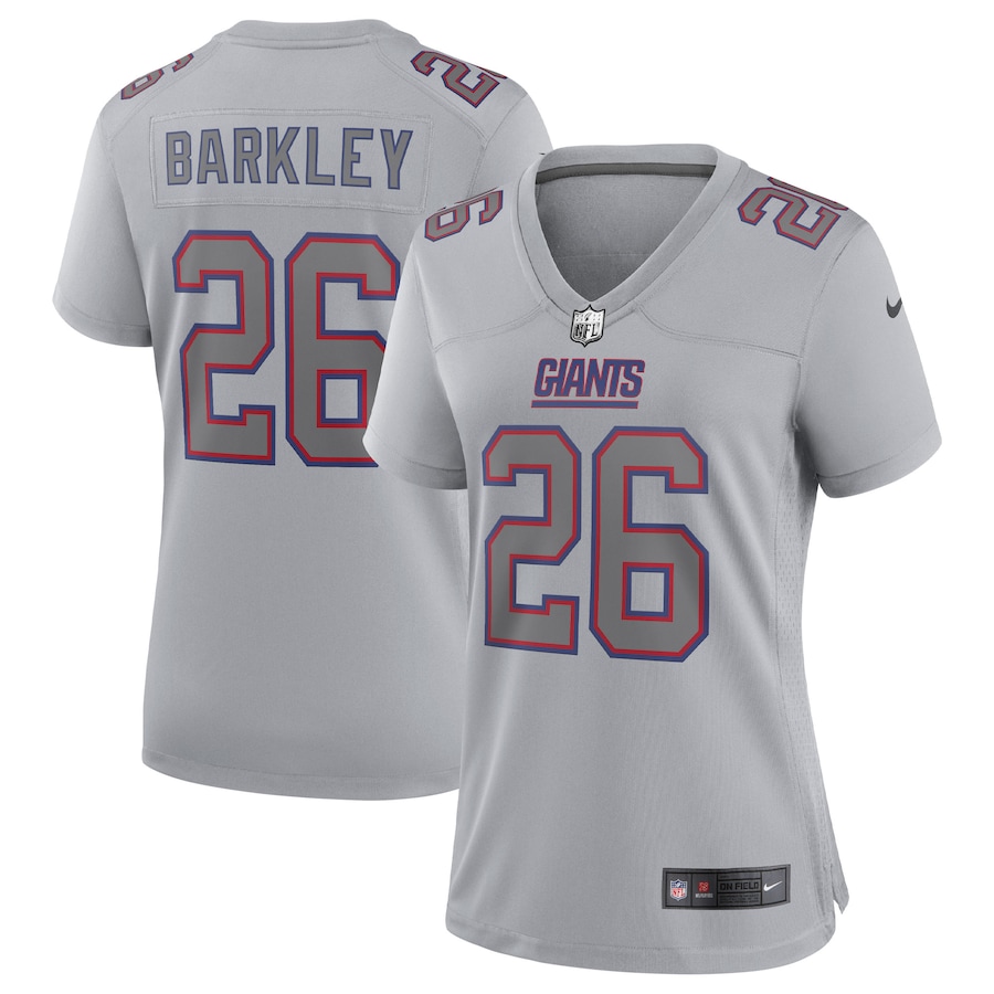 Women’s New York Giants Saquon Barkley Nike Gray Atmosphere Fashion Game Jersey