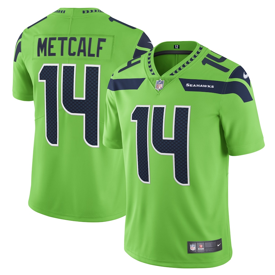 Men’s Seattle Seahawks DK Metcalf Nike Neon Green Vapor Limited Player Jersey