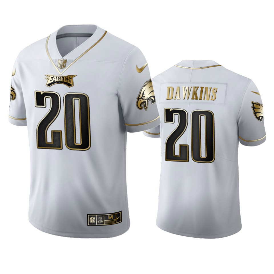 Men Philadelphia Eagles Brian Dawkins White Golden Vapor Limited Jersey