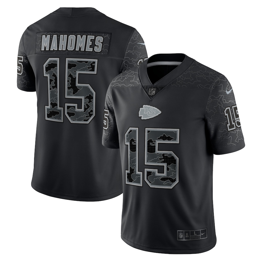 Men’s Kansas City Chiefs Patrick Mahomes Nike Black RFLCTV Limited Jersey