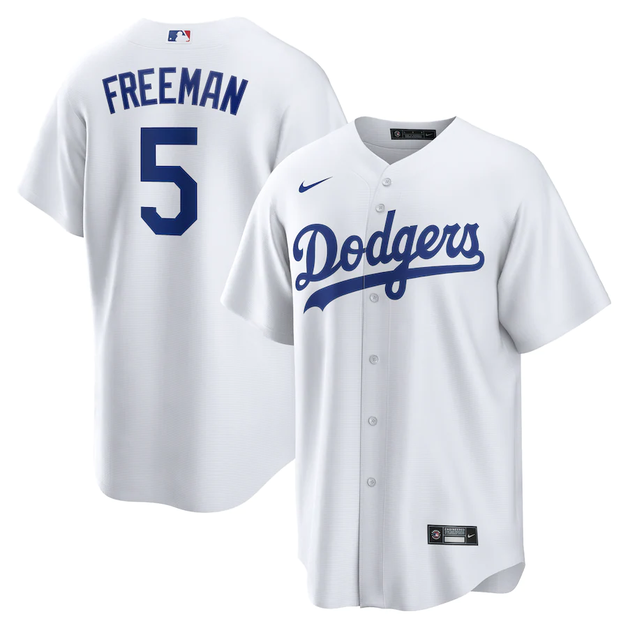 Men's Los Angeles Dodgers 5 Freddie Freeman White Replica Player Jersey