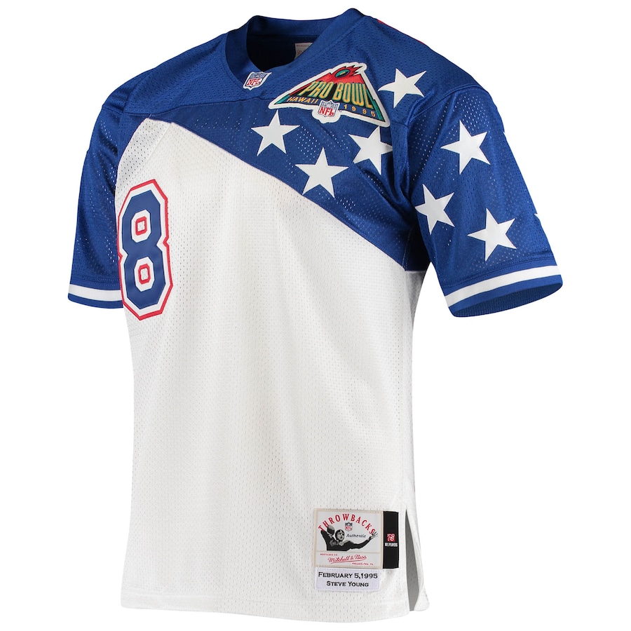 Men’s NFC Steve Young Mitchell & Ness White/Blue 1994 Pro Bowl Authentic Jersey