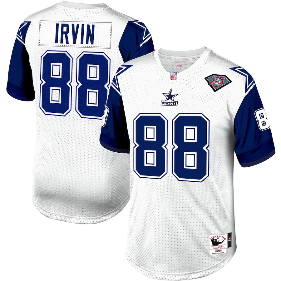 Men’s Dallas Cowboys Michael Irvin Mitchell & Ness White/Navy 1994 Authentic Retired Player Jersey