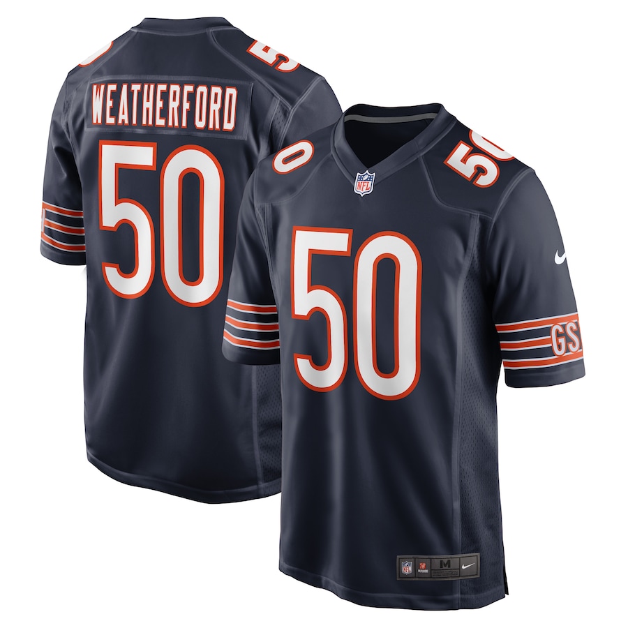 Men’s Chicago Bears Sterling Weatherford Nike Navy Game Player Jersey