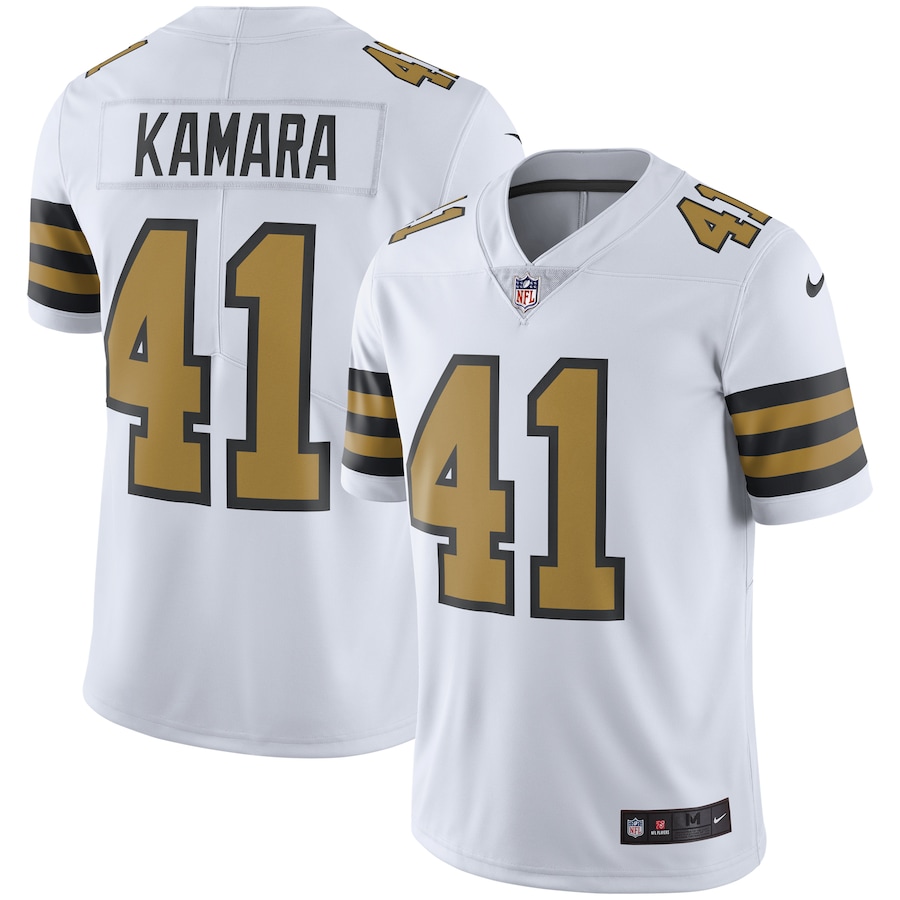Men’s New Orleans Saints Alvin Kamara Nike White Vapor Untouchable Color Rush Limited Player Jersey