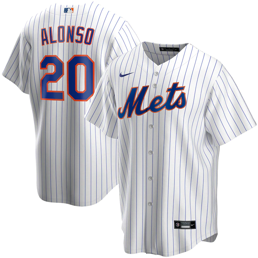 Men's New York Mets 20 Pete Alonso White Home Replica Player Name Jersey